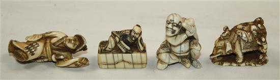 Four Japanese ivory netsuke, 19th century, 5.2cm